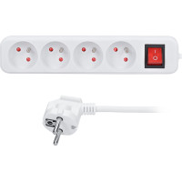 Solight predlžovací prívod, 4 zásuvky, biely, vypínač, 5m