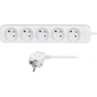 Solight predlžovací prívod, 5 zásuviek, biely, 3m