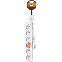 Solight predlžovací prívod, 6 zásuviek, biely, 1,5m