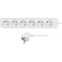 Solight predlžovací prívod, 6 zásuviek, biely, 3m