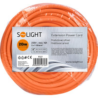 Solight predlžovací prívod - spojka, 1 zásuvka, 20m, 3 x 1,5mm2, oranžová