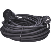 Solight predlžovací prívod - spojka, 1 zásuvka, 20m, 3 x 1,5mm2, gumová, čierna