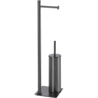 Gedy TRILLY stojan s držiakom na toaletný papier a WC štetkou, hranatý, gun metal TR3281