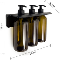 Gedy GROUPER trojitý dávkovač tekutého mydla na zavesenie, 3x500ml, hnedá 2160