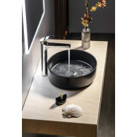 Isvea INFINITY ROUND keramické umývadlo na dosku, priemer 36cm, čierna mat 10NF65036-2N