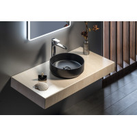 Isvea INFINITY ROUND keramické umývadlo na dosku, priemer 36cm, čierna mat 10NF65036-2N