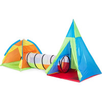 ECOTOYS Tunelová sústava s dvoma stanmi 3v1