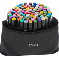 KIK Obojstranné liehové fixy v kufríku 80ks