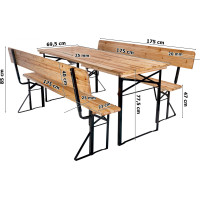 Pivný záhradný set PORTER - stôl + 2 lavice