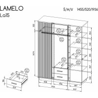 Šatníková skriňa LAMELO LA15 - dub wotan/čierna