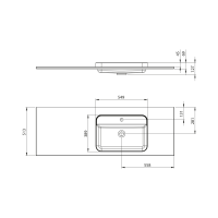 Sapho BRAHEA umývadlo 146, 6x51, 5cm, rockstone, pravé, biela mat BT147R