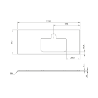 Sapho BRAHEA doska rockstone s otvorom 131, 6x51, 5cm, pravá, biela mat BT132-0101-R