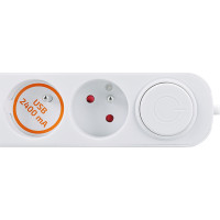 Solight 3z predlžovací prívod s USB A+C nabíjačkou 2.4A, 2m, 3 x 1mm2, biely, vypínač