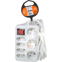 Solight predlžovací prívod, 7 zásuviek, biely, vypínač, 2m