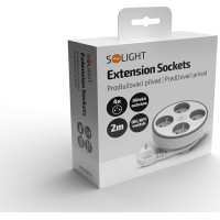 Solight 4z predlžovací prívod, 2m, 3 x 1mm2, biely, vypínač
