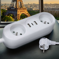 Solight 2z + USB A + C 17W, cestovný predlžovací prívod 1.5m, biely