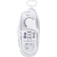 Solight 2z + USB A + C 17W, cestovný predlžovací prívod 1.5m, biely