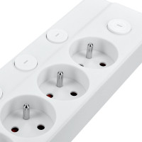 Solight 6z predlžovací prívod, 3m, 3 x 1mm2, biely, 6+1 vypínač