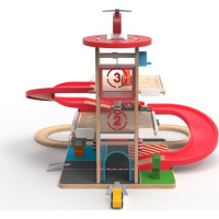 2Kids Toys Drevená garáž s vláčikodráhou