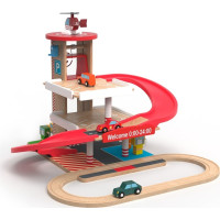 2Kids Toys Drevená garáž s vláčikodráhou