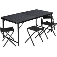 Campingová zostava TRAMP BLACK WOOD 120x60 cm - čierna