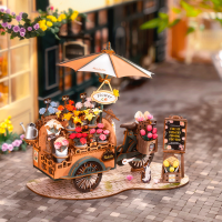 ROBOTIME Rolife DIY 3D drevené puzzle Kvetinový vozík 187 dielikov