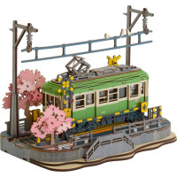 ROBOTIME Rolife DIY Svietiace 3D drevené puzzle Stanica so sakurami 223 dielikov