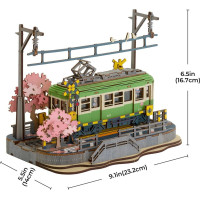ROBOTIME Rolife DIY Svietiace 3D drevené puzzle Stanica so sakurami 223 dielikov