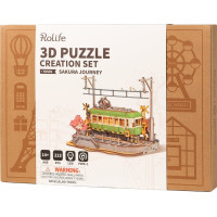 ROBOTIME Rolife DIY Svietiace 3D drevené puzzle Stanica so sakurami 223 dielikov