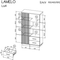 Regál LAMELO LA4 - dub wotan/čierny