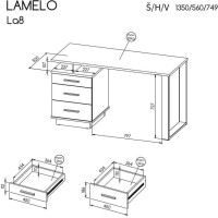 Písací stôl LAMELO LA8 - dub wotan/čierny