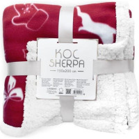 Deka prehoz SHERPA 150x200 cm - Vianočný motív - červená