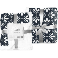 Deka prehoz SHERPA 150x200 cm - Ornamenty - tmavo šedá / biela