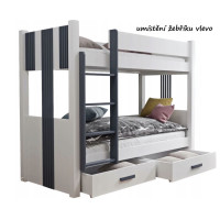 Detská poschodová posteľ z masívu borovice ARTEN so šuplíkmi - 200x90 cm - biela/buk