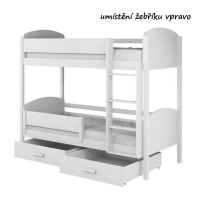 Detská poschodová posteľ z masívu borovice JORDAN so šuplíkmi - 200x90 cm - prírodná borovica/biela