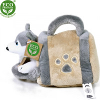 Rappa Plyšový pes Husky s prepravkou 13 cm ECO-FRIENDLY
