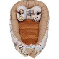 Obojstranné hniezdočko (kokon) pre bábätko - BABYMAM PREMIUM set 7v1 - Dobrodružstvo v džungli so škoricovou minkou