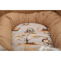 Obojstranné hniezdočko (kokon) pre bábätko - BABYMAM PREMIUM set 7v1 - Dobrodružstvo v džungli so škoricovou minkou