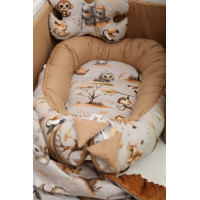 Obojstranné hniezdočko (kokon) pre bábätko - BABYMAM PREMIUM set 7v1 - Dobrodružstvo v džungli so škoricovou minkou