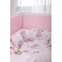 Obojstranné hniezdočko (kokon) pre bábätko - BABYMAM PREMIUM set 7v1 - Ružová žirafa so svetloružovou minkou