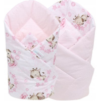 Obojstranné hniezdočko (kokon) pre bábätko - BABYMAM PREMIUM set 7v1 - Ružová žirafa so svetloružovou minkou