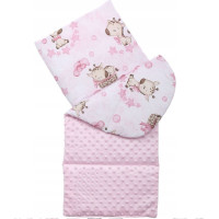 Obojstranné hniezdočko (kokon) pre bábätko - BABYMAM PREMIUM set 7v1 - Ružová žirafa so svetloružovou minkou