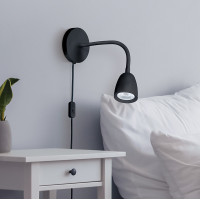 Solight LED nástenná lampička, stmievateľná, 4W, 280lm, 3000K, čierna