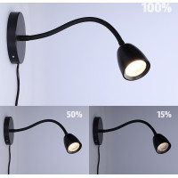 Solight LED nástenná lampička, stmievateľná, 4W, 280lm, 3000K, čierna