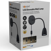 Solight LED nástenná lampička, stmievateľná, 4W, 280lm, 3000K, čierna