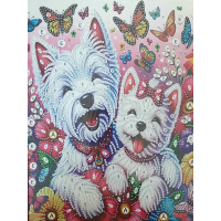 NORIMPEX Diamantové maľovanie na plátne Veselí psíci 23x30cm