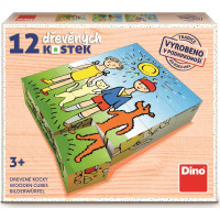 DINO Obrázkové kocky Psík a mačička, 12 kociek