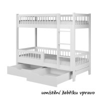 Detská poschodová posteľ so šuplíkmi z masívu borovice COEN - 200x90 cm - biela