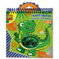 SES Magické Dino omaľovánky s flitrami modrej,zelené