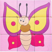 WOODY Obrázkové kocky Zvieratká vo farbách, 9 kociek